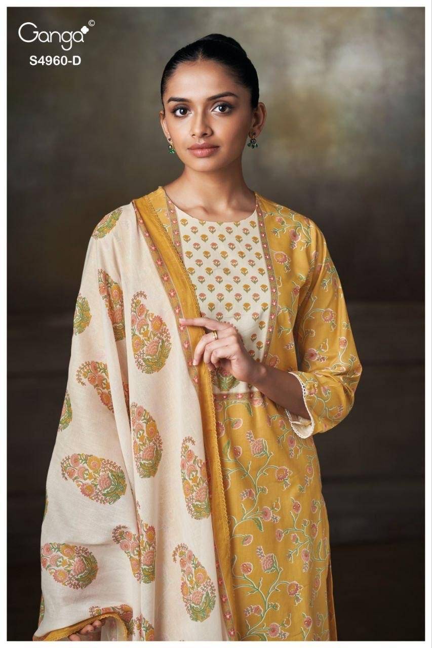 TERSIA 4960 By GANGA 4960a TO 4960d series Beautiful Festive Suits Stylish Colorful Fancy Casual Wear PREMIUM COTTON PRINTED Dresses At Wholesale Price